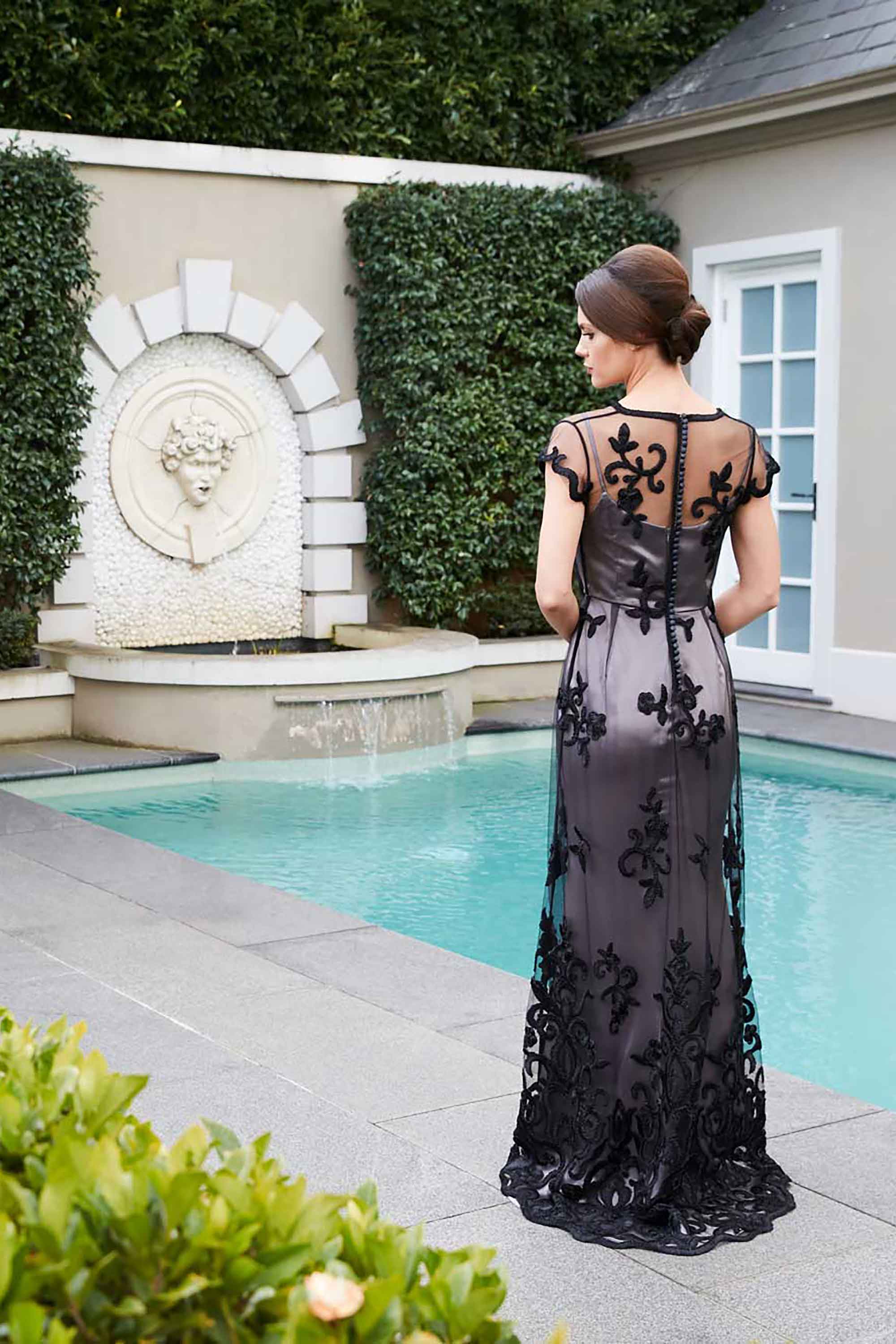 black lace delicate evening gowns - DELPHINE GENIN